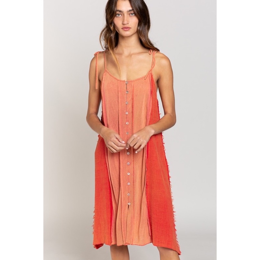 POL Coral Button Down Midi Dress - Picture 5 of 5